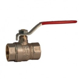 BALL VALVE, FEMALE/FEMALE, 1/2" (15MM), WITH RED LEVER HANDLE